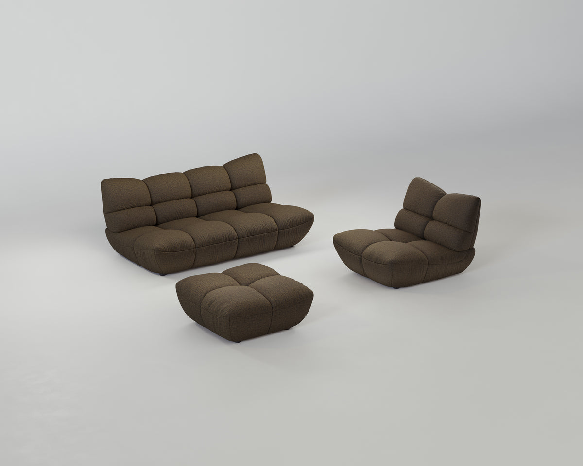 Pomodoro Wohnzimmerset (3-Sitzer + Hocker +Sessel)